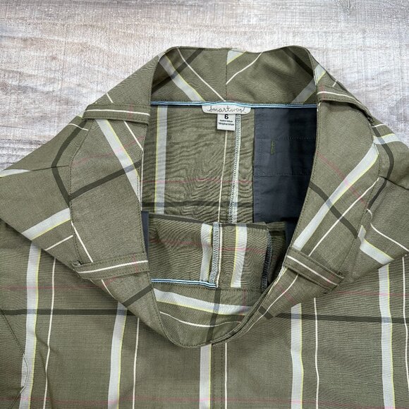 Smartwool Plaid Mini Skirt Women's Sz 6 Merino Wool Blend Green Cargo Pocket - Picture 6 of 12